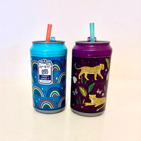 2pcs Cool Gear Colorful Insulated Drink Can Tumblers w/straws 12fl. oz set - Picture 1 of 3